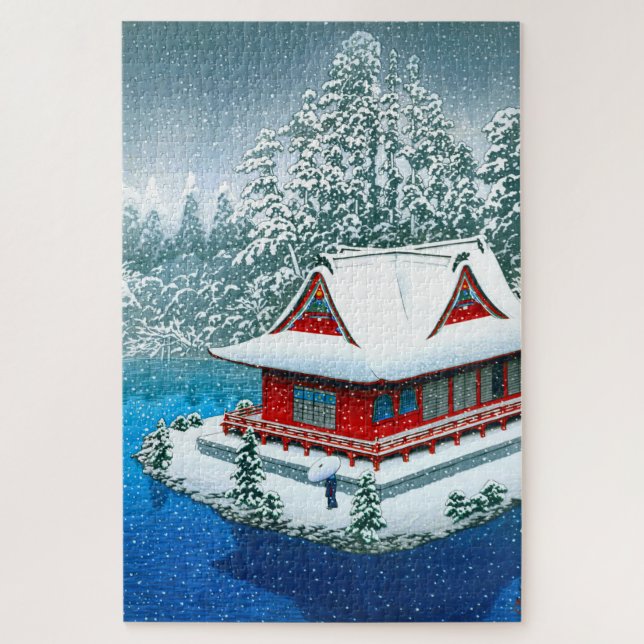 Quebra-cabeça ukiyoe - hasui - No.26 Snow no Parque Inokashira - (Vertical)