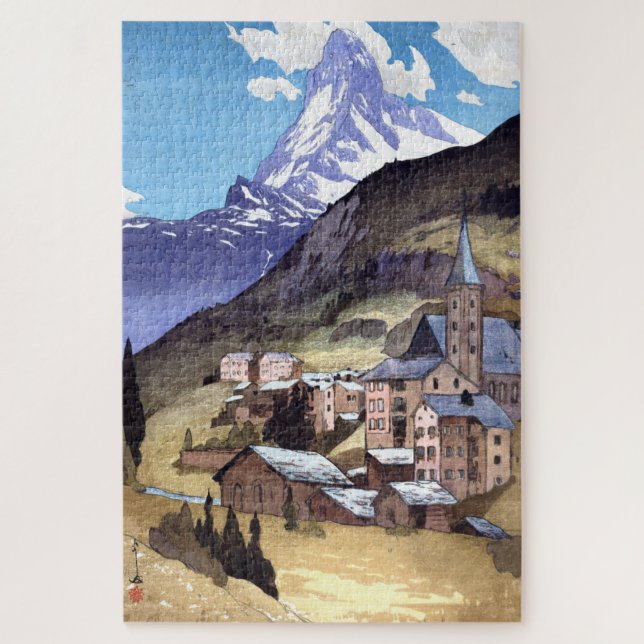 Quebra-cabeça ukiyoe - Yoshida - 04 - Matterhorn - (Vertical)