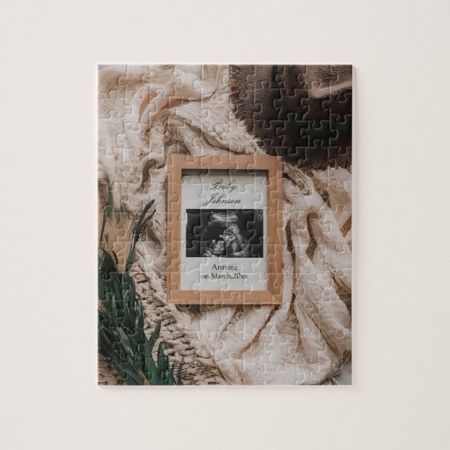 Quebra-cabeça Ultrasom Boho - anúncio de gravidez (Vertical)