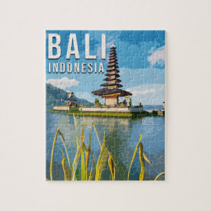 Quebra-cabeça Ulun Danu Beratan Temple Indonesia Watercolor
