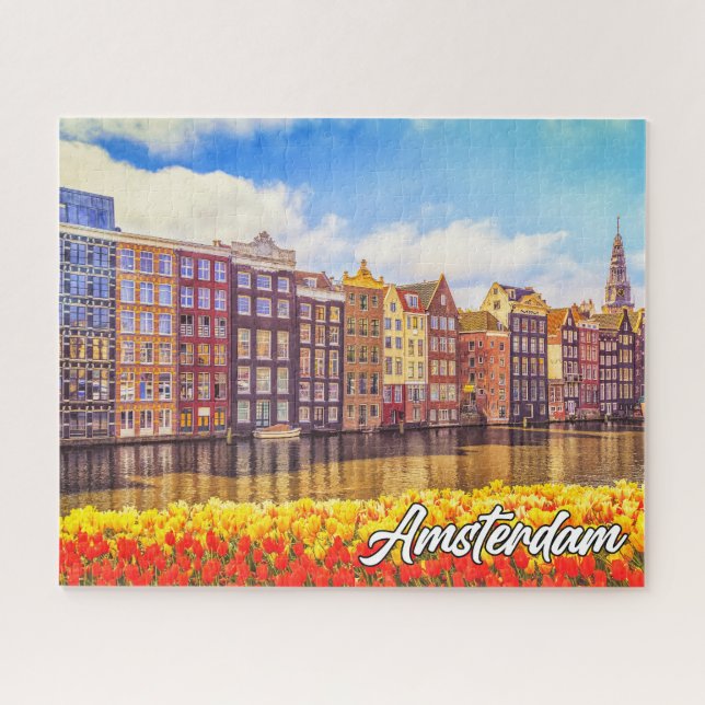 Quebra-cabeça Um Belo Dia em Amsterdã, Holanda (Horizontal)