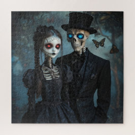 Quebra-cabeça Um Casal Gótico com Olhos Brilhantes