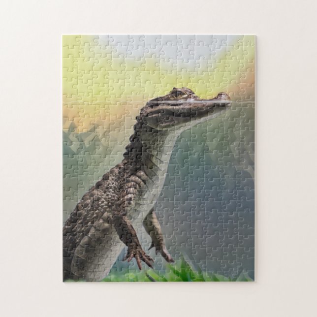 Quebra-cabeça Um Crocodilo Bebê Nos Shallows (Vertical)