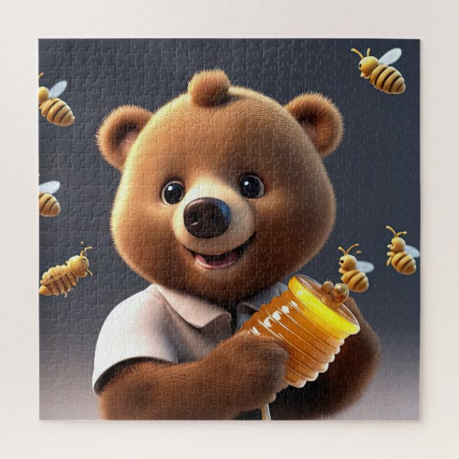 Quebra-cabeça Um desenho de urso marrom que adora comer mel (Vertical)