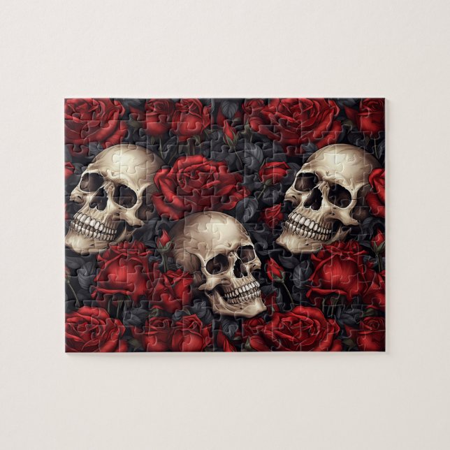 Quebra-cabeça Um design da série A Skull and Roses 10 (Horizontal)