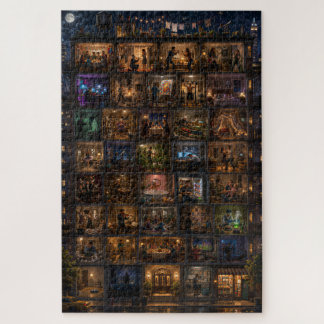 Quebra-cabeça Um Edifício, 100 Vidas Arte Noturna da Cidade