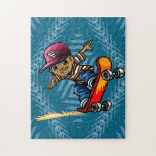 Quebra-cabeça Um Garoto Africano Americano Em Um skate