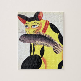 Quebra-cabeça Um gato com um peixe em sua boca, do Rudyard K