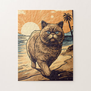 Quebra-cabeça Um gato exótico na praia tropical