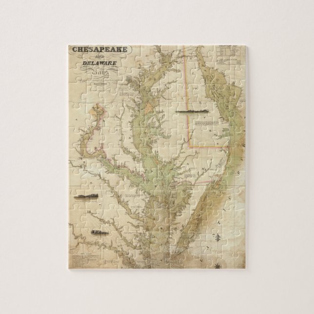 Quebra-cabeça Um Gráfico dos Baías Chesapeake e Delaware (Vertical)
