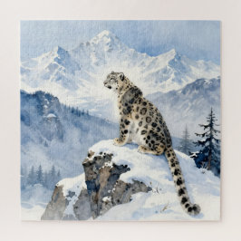 Quebra-cabeça Um Leopardo da Neve no Pico Nevado