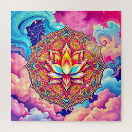 Quebra-cabeça Um Mandala Vibrante e Flor de Lotus