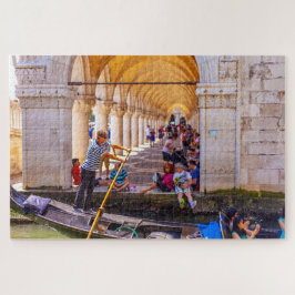 Quebra-cabeça Um marinheiro numa gondola em Veneza, Itália