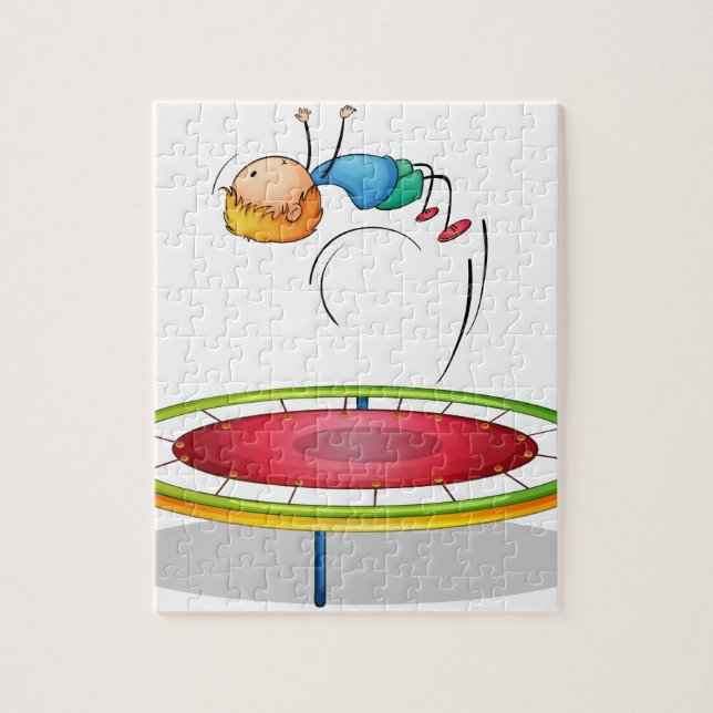 Quebra-cabeça Um menino que joga o trampolim (Vertical)