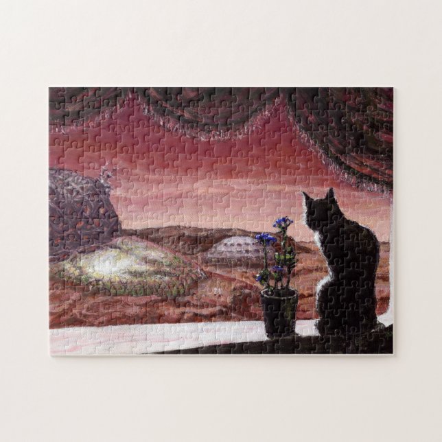 Quebra-cabeça Um Mundo Novo - Sci-Fi - Gato em Marte (Horizontal)