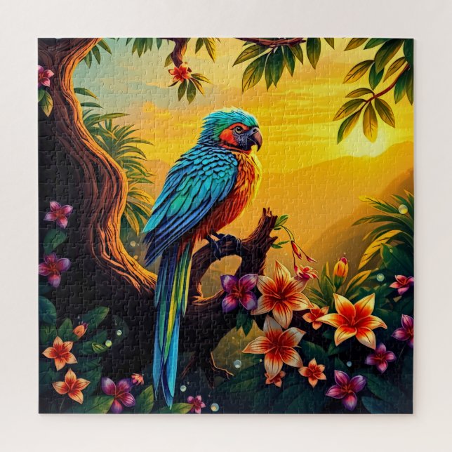 Quebra-cabeça Um Papagaio Tropical  (Vertical)
