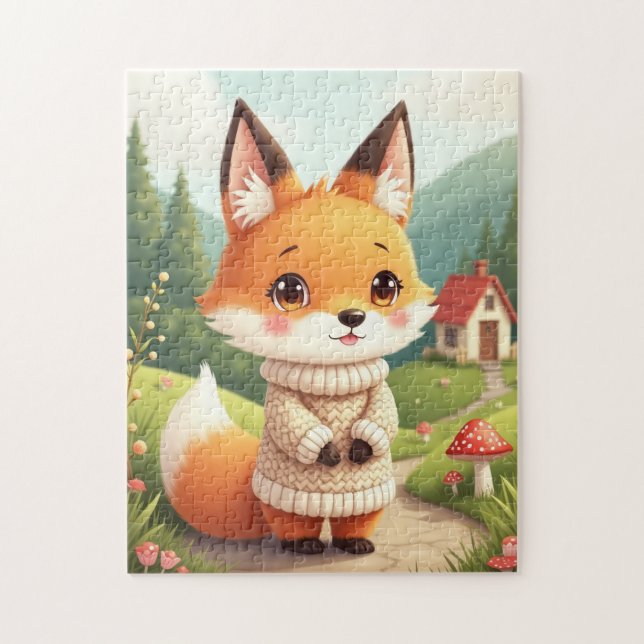 Quebra-cabeça Um personagem de raposa adorável e fofo  (Vertical)