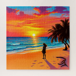Quebra-cabeça Um pôr do sol tropical que respira