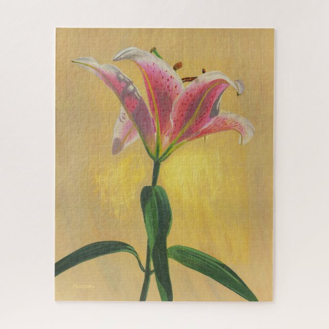 Quebra-cabeça Um quadro Dourado de pintura lírica rosa (Vertical)