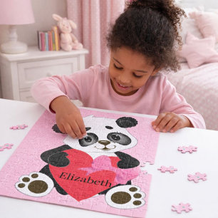 Quebra-cabeça Um urso Panda bonito de coração