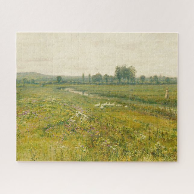 Quebra-cabeça Uma ampla paisagem de campo com os gansos (Horizontal)