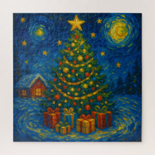 Quebra-cabeça Uma árvore de Natal sensual ao estilo de Van Gogh