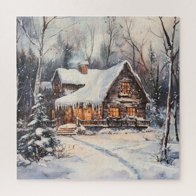 Quebra-cabeça Uma Casa Aconchegante no inverno (Vertical)