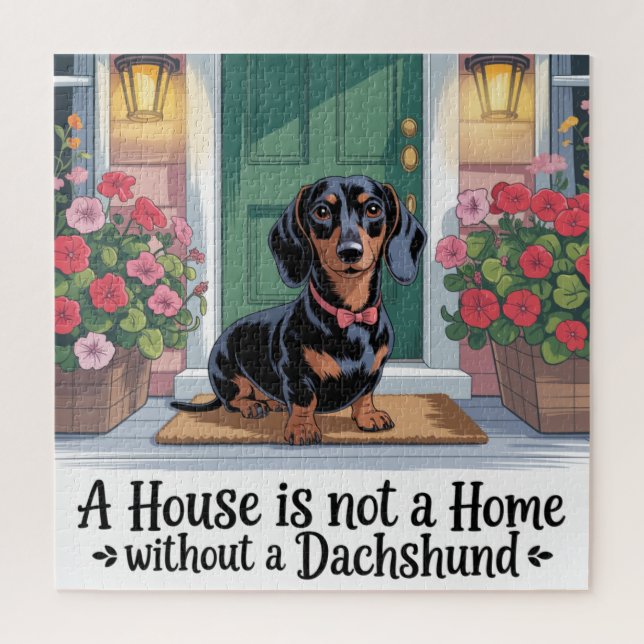 Quebra-cabeça Uma Casa Não é um Lar Sem um Dachshund (Vertical)