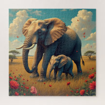 Uma doce mãe sentimental e elefante bebê