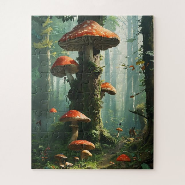 Quebra-cabeça uma floresta mágica, cogumelos, uma floresta místi (Vertical)