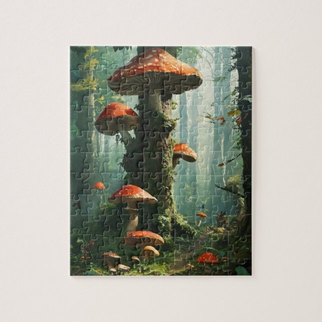 Quebra-cabeça uma floresta mágica, cogumelos, uma floresta místi (Vertical)