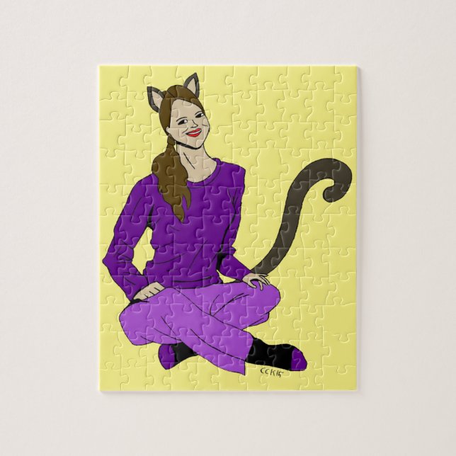 Quebra-cabeça uma garota-gato (Vertical)