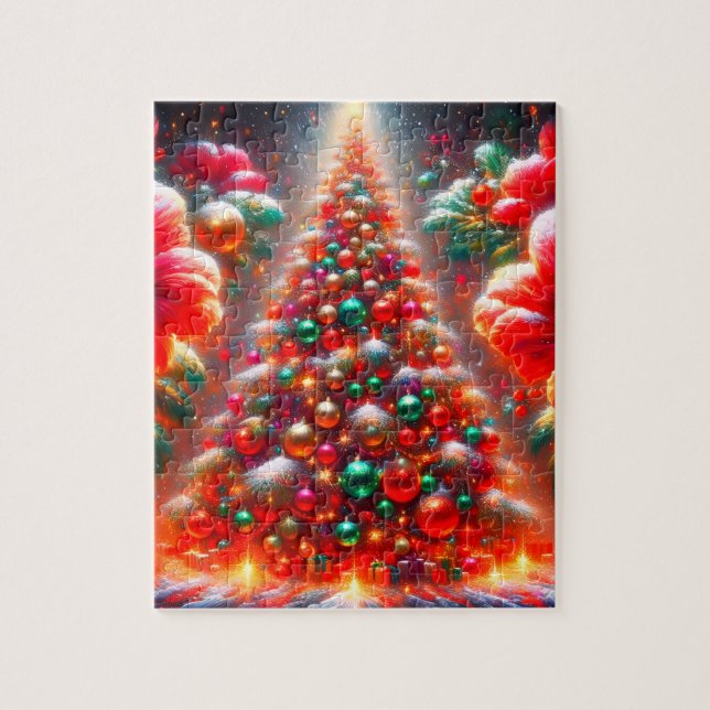 Quebra-cabeça Uma Grande e Brilhante Árvore de Natal Supremament (Vertical)