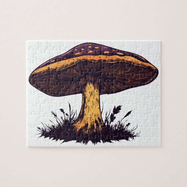 Quebra-cabeça Uma ilustração de cogumelo arte vibrante. (Horizontal)