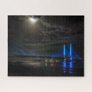 Quebra-cabeça Uma Luz De Acima Da Ponte Do Rio Indiana