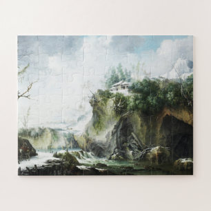Quebra-cabeça Uma paisagem fluvial no inverno, Francesco Foschi