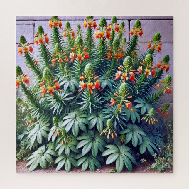 Quebra-cabeça Uma planta vibrante de flores laranjas. (Vertical)