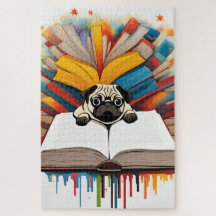 Un chiot Carlin studieux