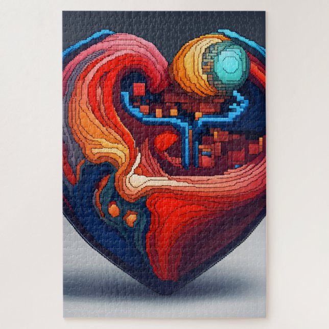 Quebra-cabeça Un coeur vibrant en pixel art (Vertical)