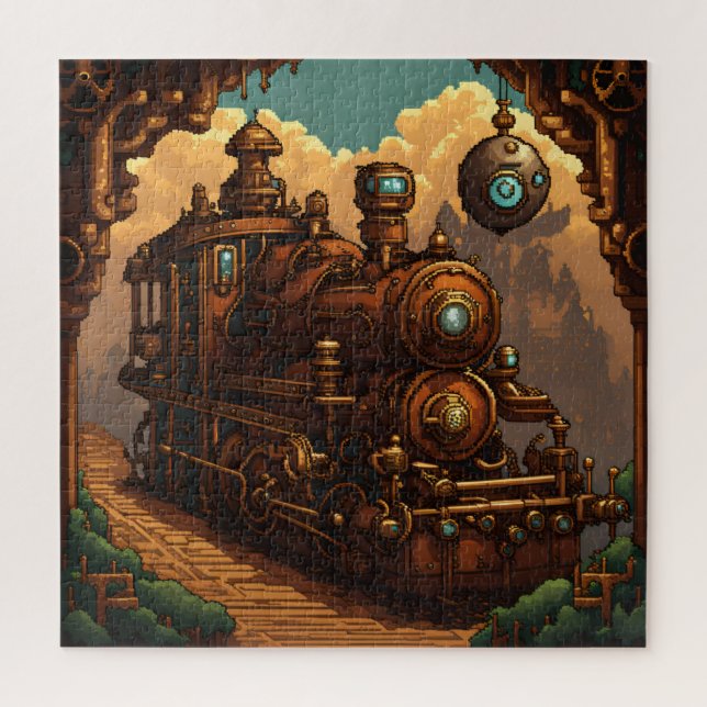 Quebra-cabeça Un train steampunk en pixel art (Vertical)