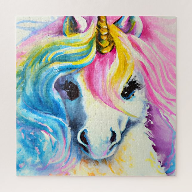 Quebra-cabeça Unicorn Rainbow Watercolor (Vertical)