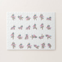 Quebra-cabeça Unicorn Yoga Poses Pattern Design