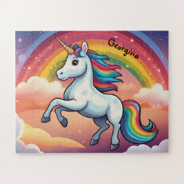 Quebra-cabeça Unicórnio Bonito e Arco-Íris Personalizado