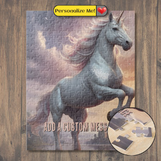 Quebra-cabeça Unicórnio Branco Místico Personalizado