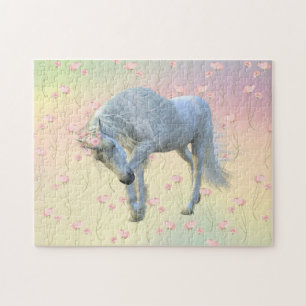 Quebra-cabeça Unicórnio Fantasia Lindo Floral Arco-íris