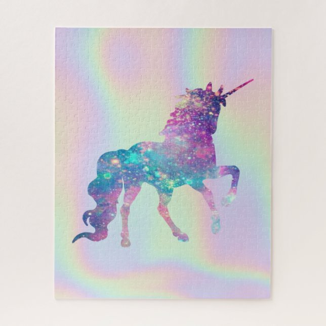 Quebra-cabeça Unicórnio Holográfico Abstrato Ombre na Moda (Vertical)
