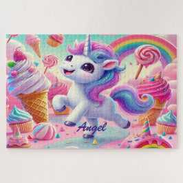 Quebra-cabeça Unicórnio Kawaii Fofo, Cupcakes, Arco-íris