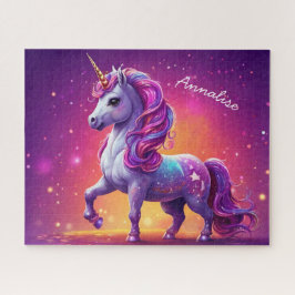 Quebra-cabeça Unicórnio Roxo Encantado Personalizado
