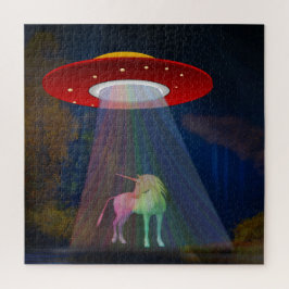 Quebra-cabeça Unicórnio sob UFO Rainbow Beam at Night, ZKoA