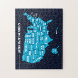 Quebra-cabeça United States Map Teal Minimal Design